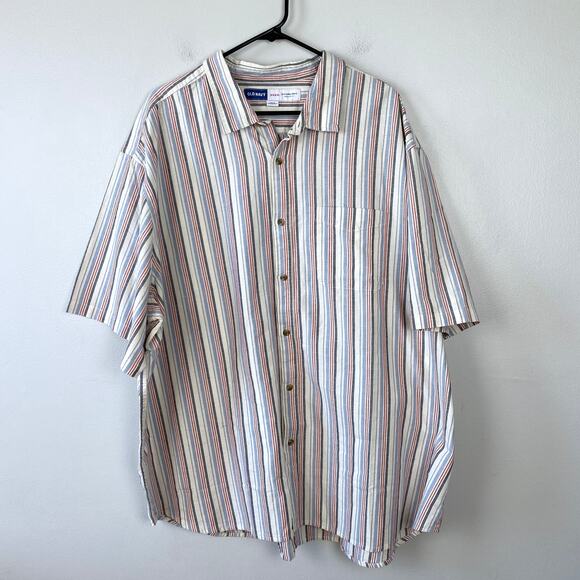 Old Navy Everyday Shirt Short Sleeve Button Down Regular Fit Striped Size XXXXL - Picture 1 of 8
